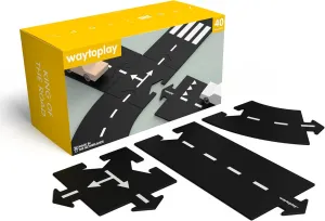 Waytoplay King of The Road, 40 Piece Circuit for Toy Cars - Flexible, Indestructible, and Waterproof - Modular Car Tracks - Made in The Netherlands