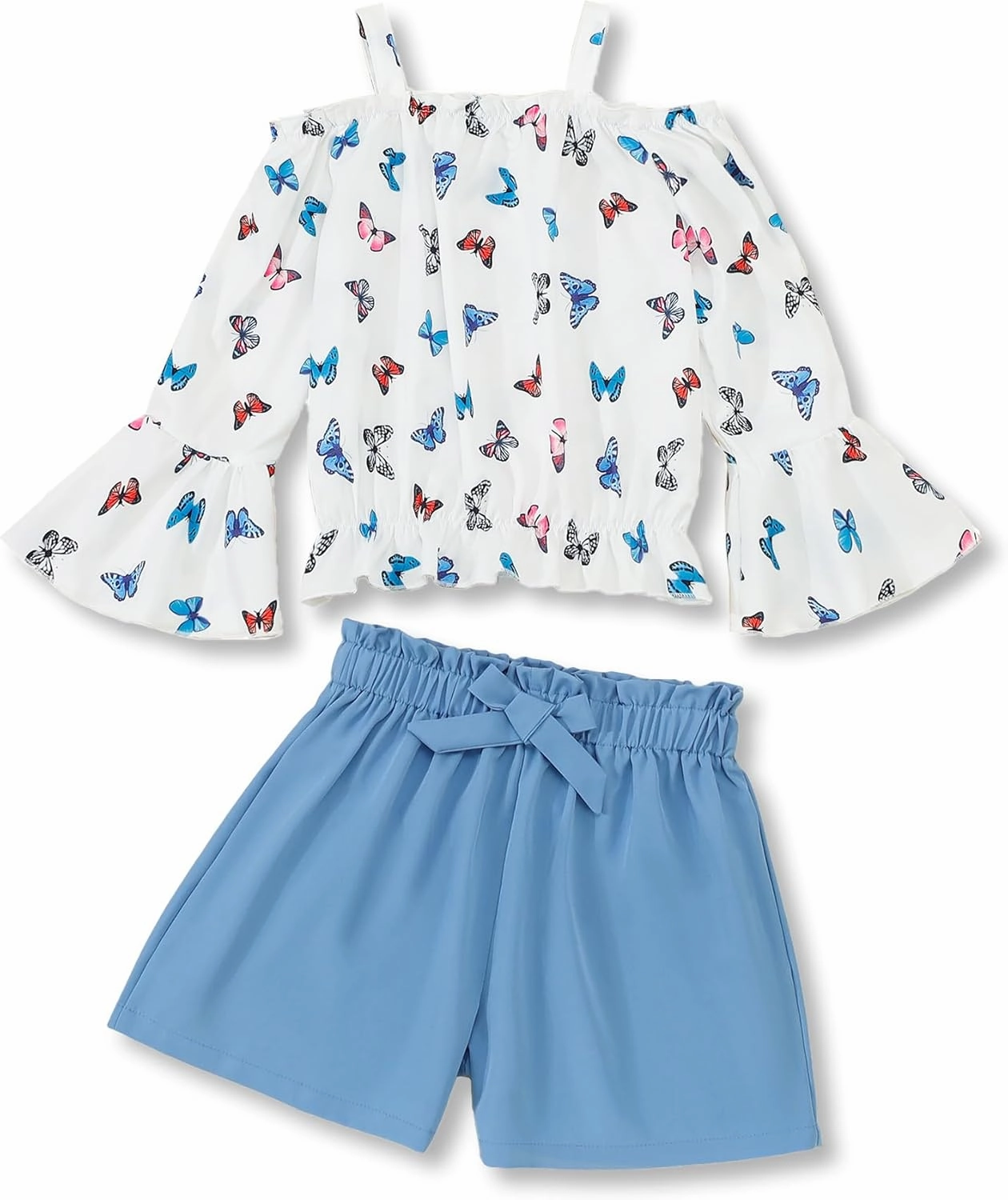 Weebaby Girls Clothes 2 Piece Outfits Cute Kid Clothes Crop Top Paperbag Waist Shorts Set Summer Clothes for Tween Girls