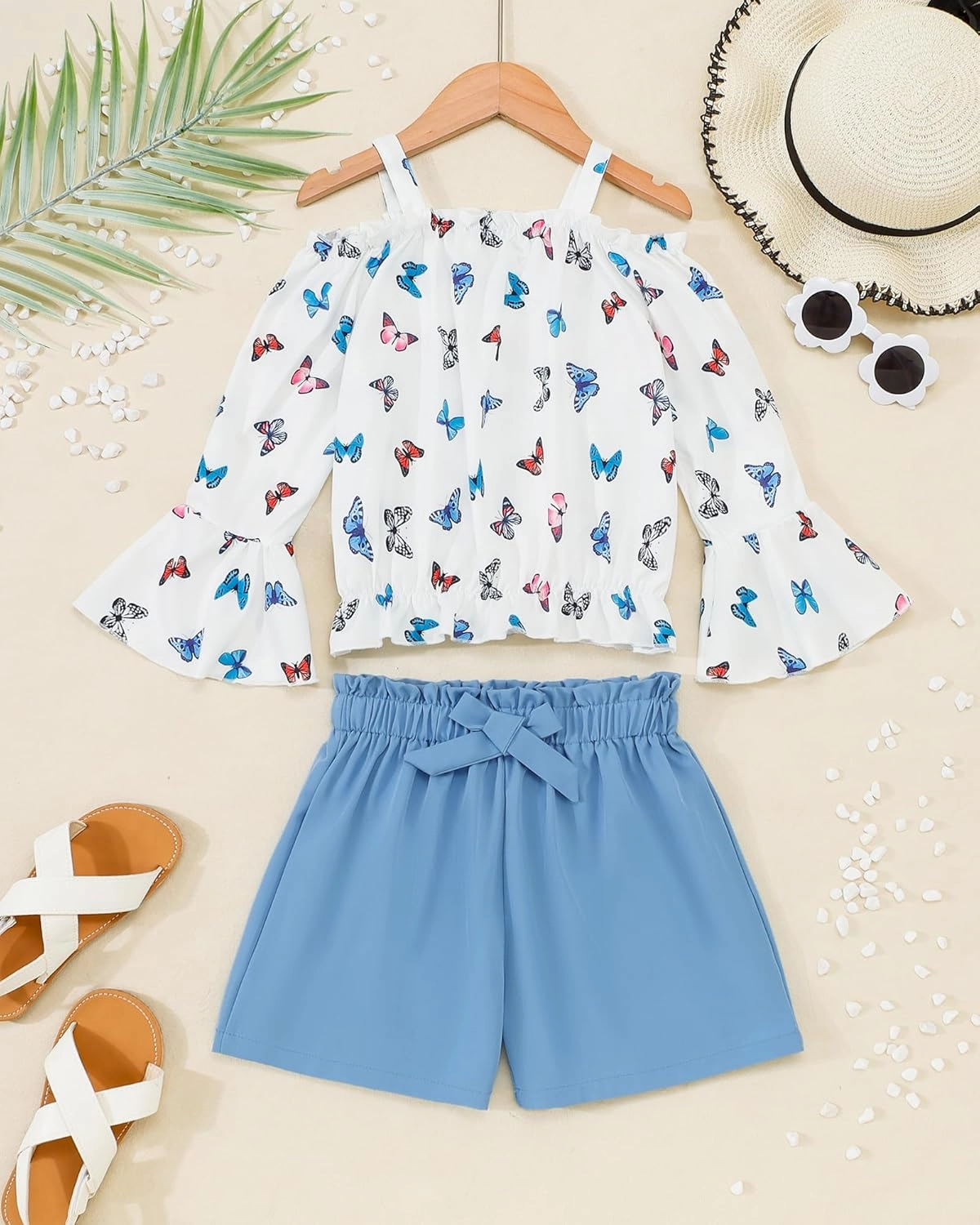 Weebaby Girls Clothes 2 Piece Outfits Cute Kid Clothes Crop Top Paperbag Waist Shorts Set Summer Clothes for Tween Girls