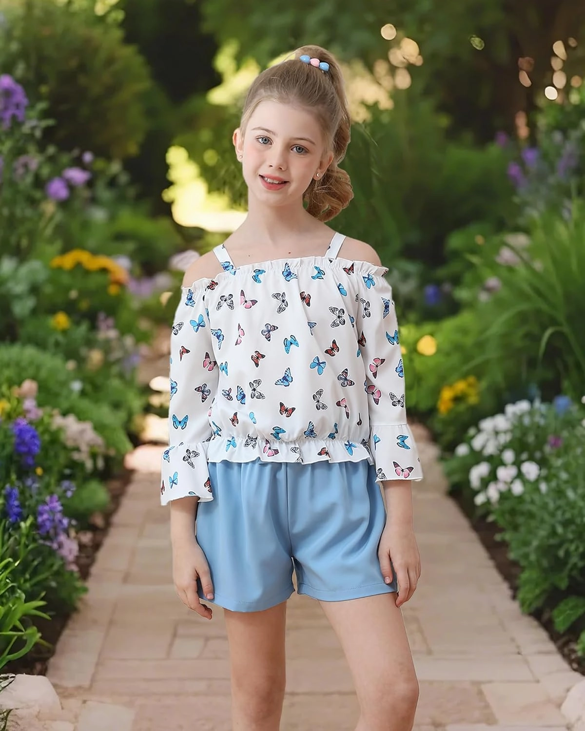 Weebaby Girls Clothes 2 Piece Outfits Cute Kid Clothes Crop Top Paperbag Waist Shorts Set Summer Clothes for Tween Girls