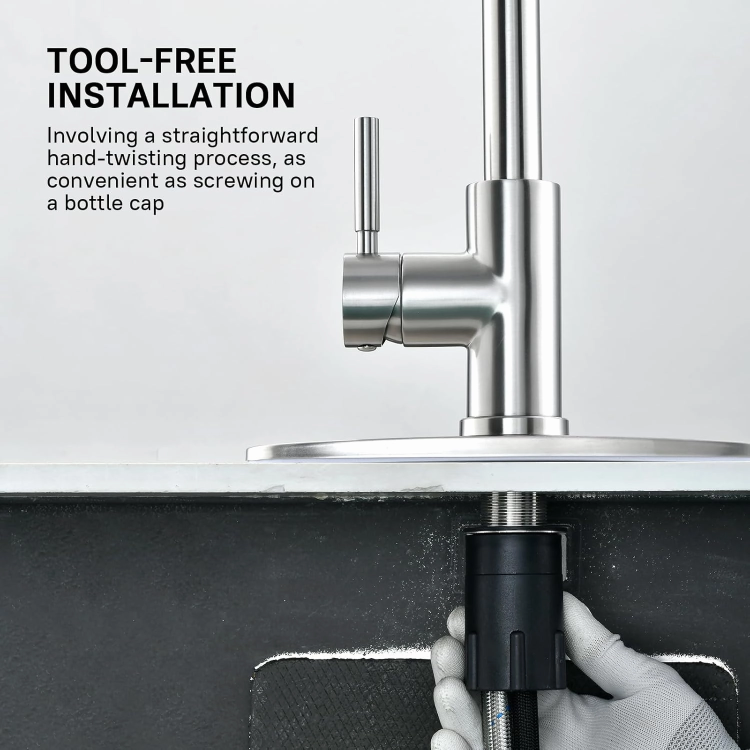 WEWE Kitchen Faucet with Pull Down Sprayer, Brushed Nickel Kitchen Sink Faucet Fits 1 or 3-Hole Kitchen Sinks, Single Handle Premium Stainless Steel, Suitable for RV, Farmhouse, Bar (Set of 2)