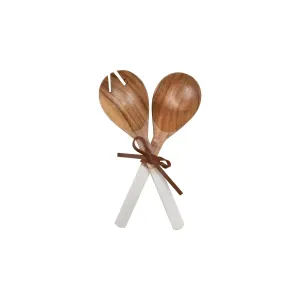 WHITE SET OF 2 MARBLE AND WOOD SERVING UTENSILS (MIN 3)