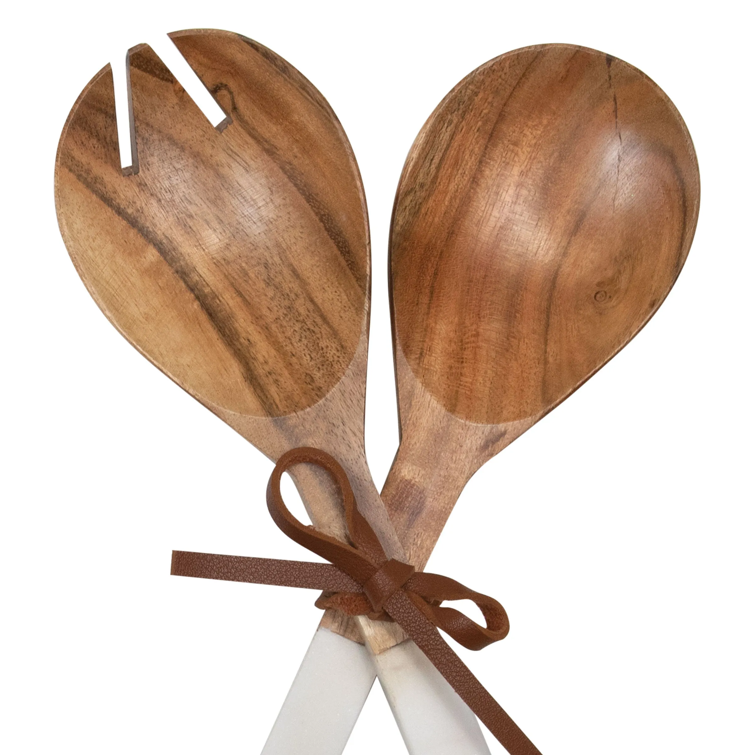 WHITE SET OF 2 MARBLE AND WOOD SERVING UTENSILS (MIN 3)