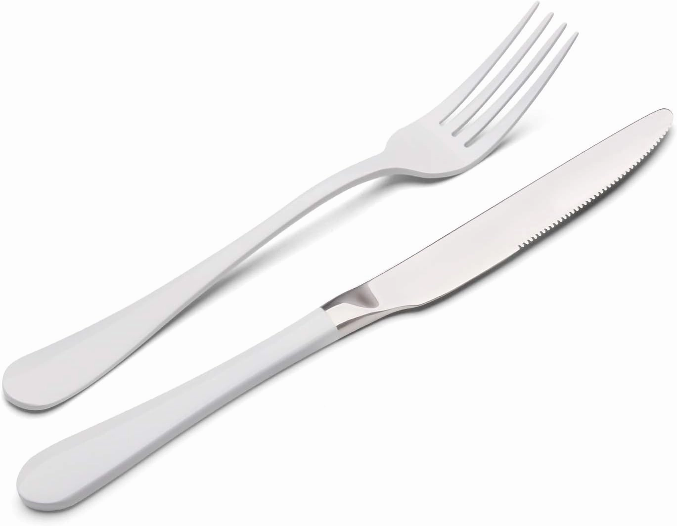 White Silverware Set, Bysta 20-Piece Stainless Steel Flatware Set, Kitchen Utensil Set Service for 4, Tableware Cutlery Set for Home and Restaurant, Knives mirror polish, Dishwasher Safe