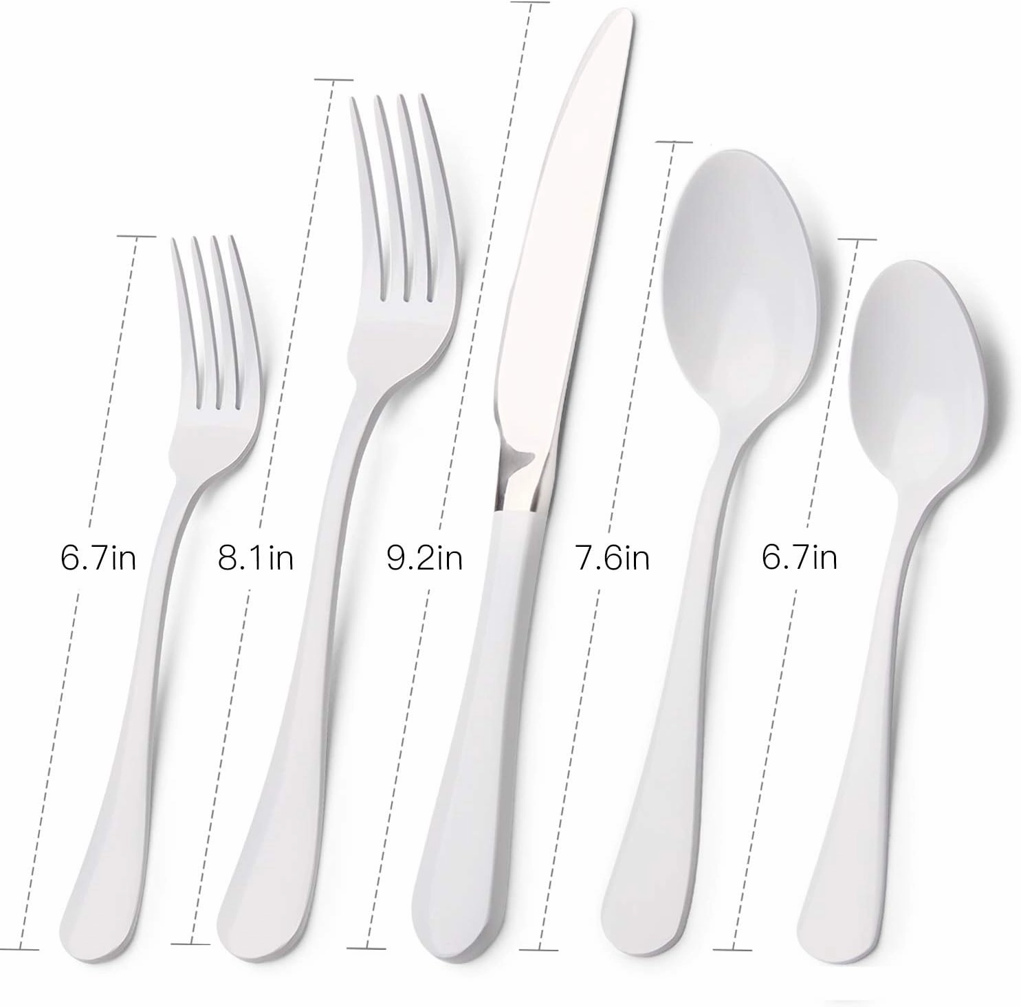 White Silverware Set, Bysta 20-Piece Stainless Steel Flatware Set, Kitchen Utensil Set Service for 4, Tableware Cutlery Set for Home and Restaurant, Knives mirror polish, Dishwasher Safe