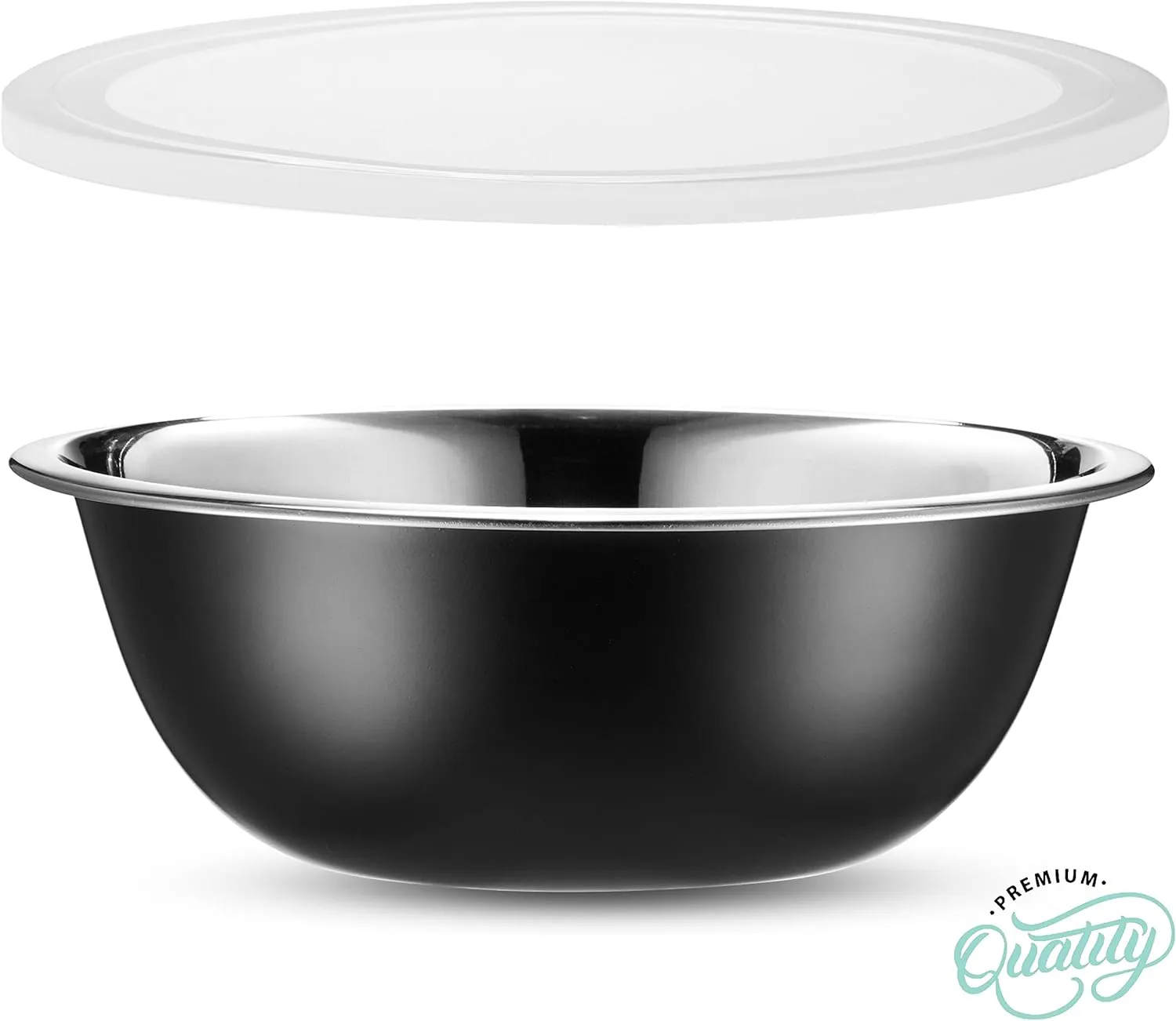 WHYSKO Stainless Steel Mixing Bowl Set, 10 Piece Stainless Steel Mixing Bowls with Lids Set for Food Prep Storage and Serving, Dishwasher Safe Microwave Safe for Kitchen Baking Cooking, Black