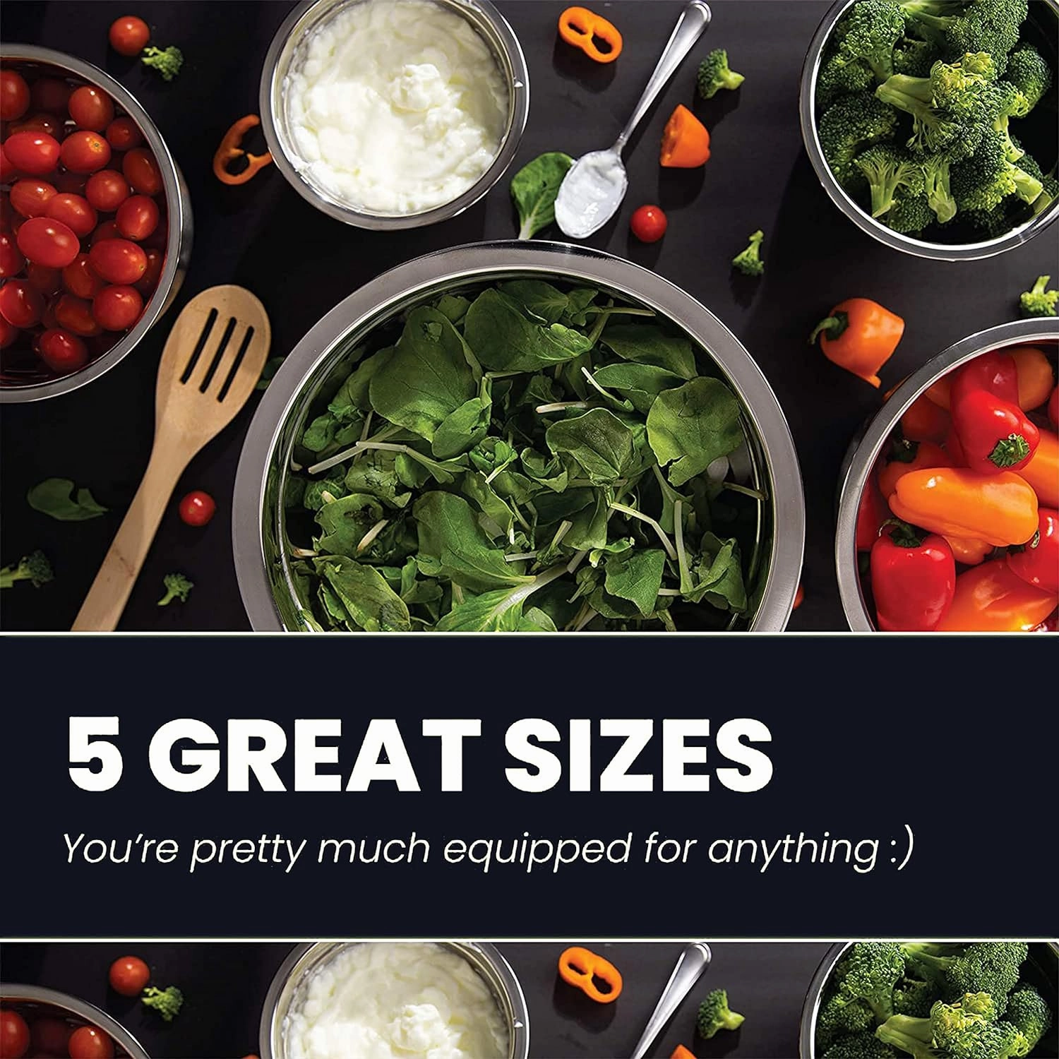 WHYSKO Meal Prep Stainless Steel Mixing Bowls Set, Home, Refrigerator, and Kitchen Food Storage Organizers | Ecofriendly, Reusable, Heavy Duty (Gray)