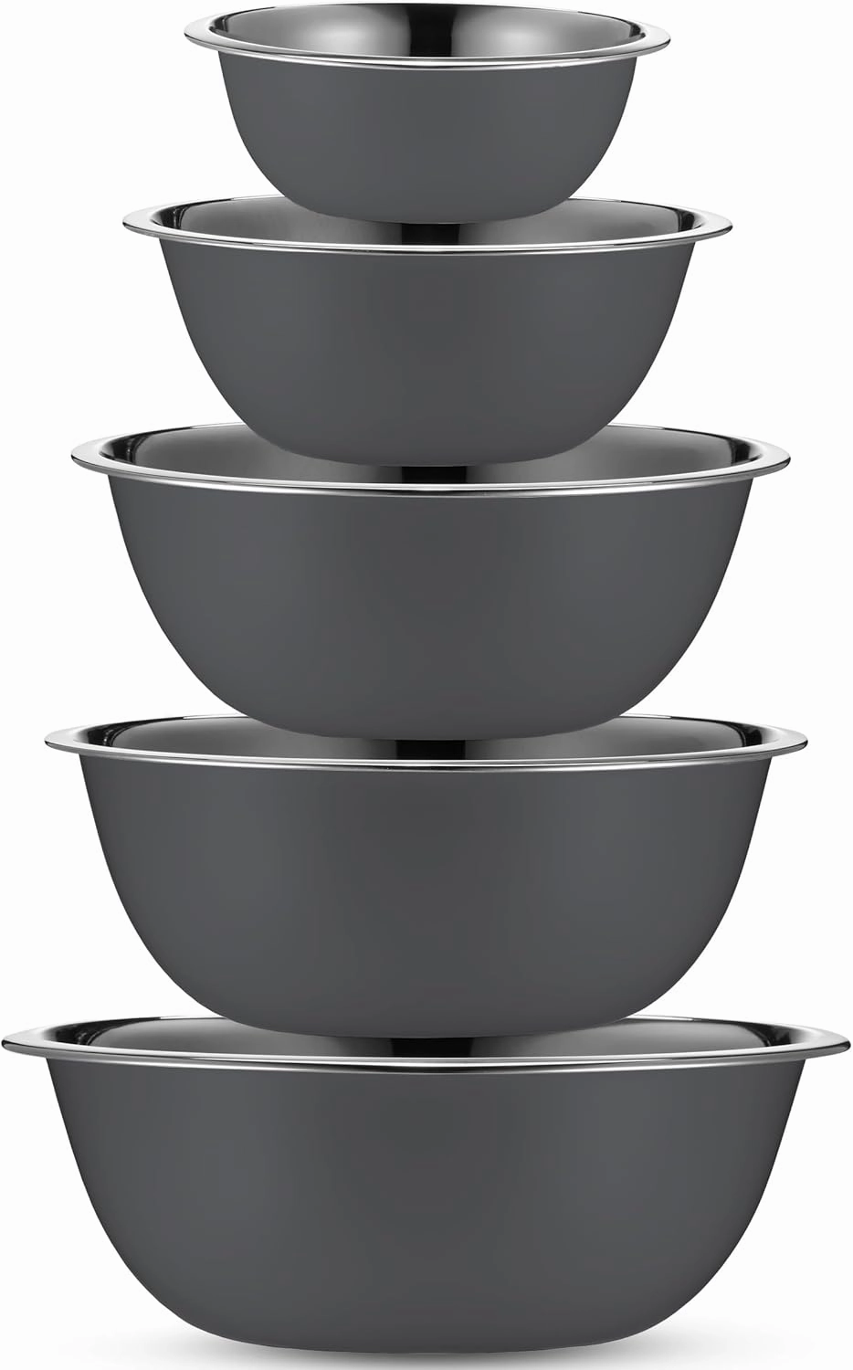 WHYSKO Meal Prep Stainless Steel Mixing Bowls Set, Home, Refrigerator, and Kitchen Food Storage Organizers | Ecofriendly, Reusable, Heavy Duty (Gray)