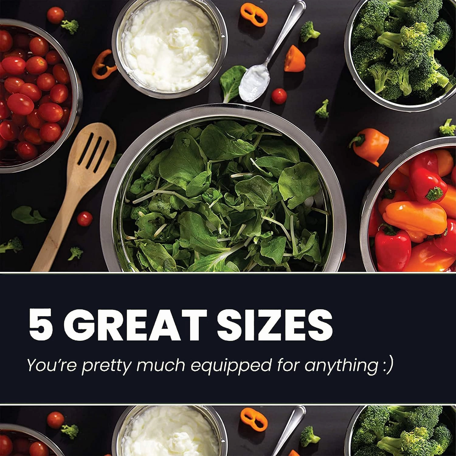 WHYSKO Stainless Steel Mixing Bowl Set, 10 Piece Stainless Steel Mixing Bowls with Lids Set for Food Prep Storage and Serving, Dishwasher Safe Microwave Safe for Kitchen Baking Cooking, Silver