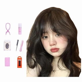 Wig female long hair natural black medium length Black tea seven-piece set one size