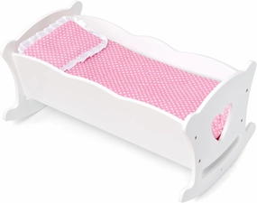 Wildkin Kids Wooden Doll Cradle for Toddler Girls-Baby Doll Rocking Cradle Includes Pillow and Blanket, Fits Dolls Up to 20 Inches, Compatible with Most Popular Dolls-White