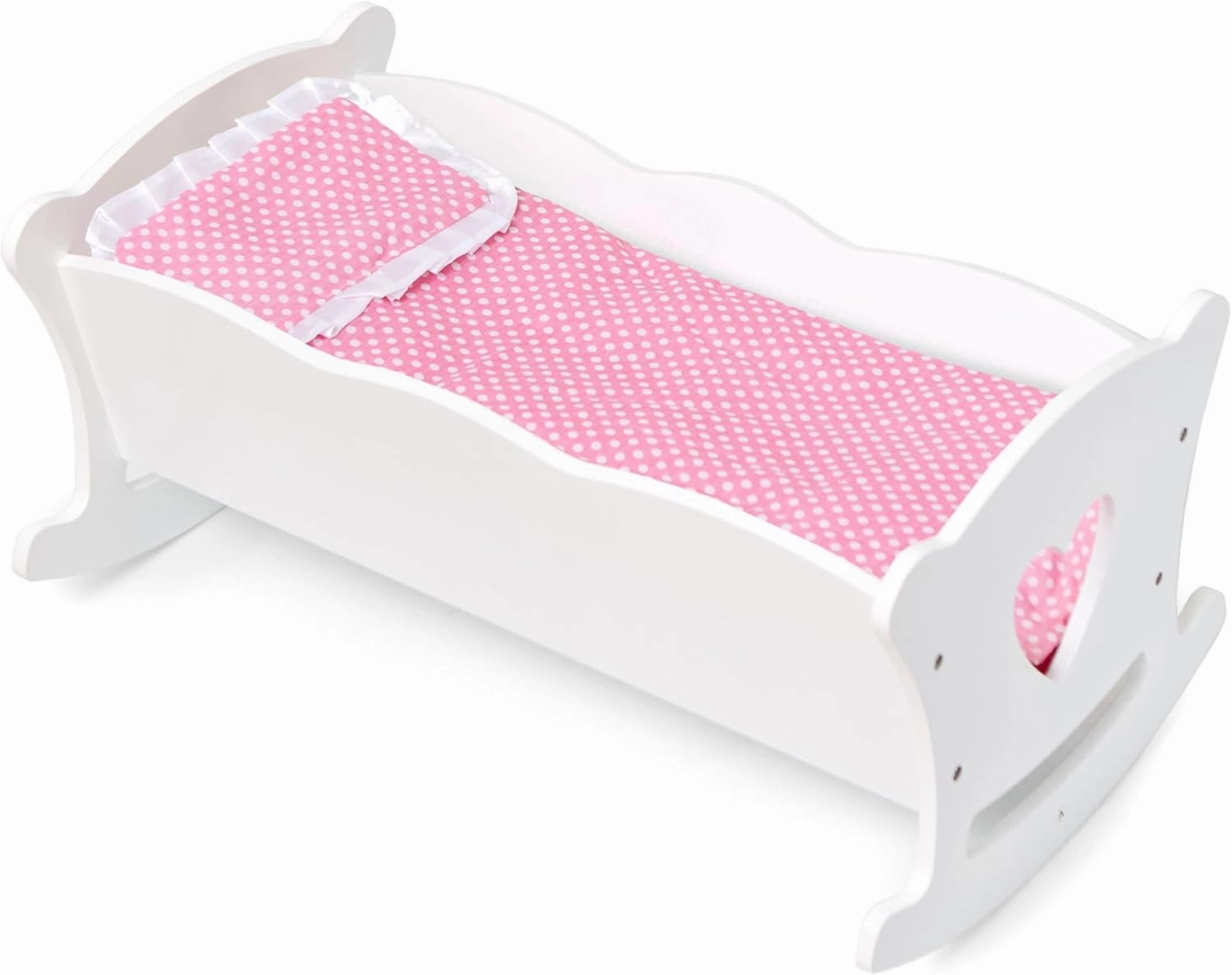 Wildkin Kids Wooden Doll Cradle for Toddler Girls-Baby Doll Rocking Cradle Includes Pillow and Blanket, Fits Dolls Up to 20 Inches, Compatible with Most Popular Dolls-White