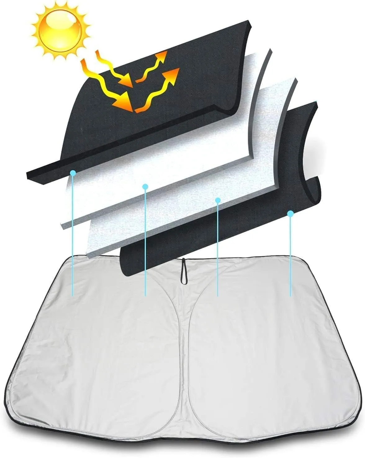 Windscreen Sun Shade for Suzuki Super Vitra Before-2014, Foldable Car Front Windshield Sunshade Sun Protection UV Protection Interior Accessories,Silver