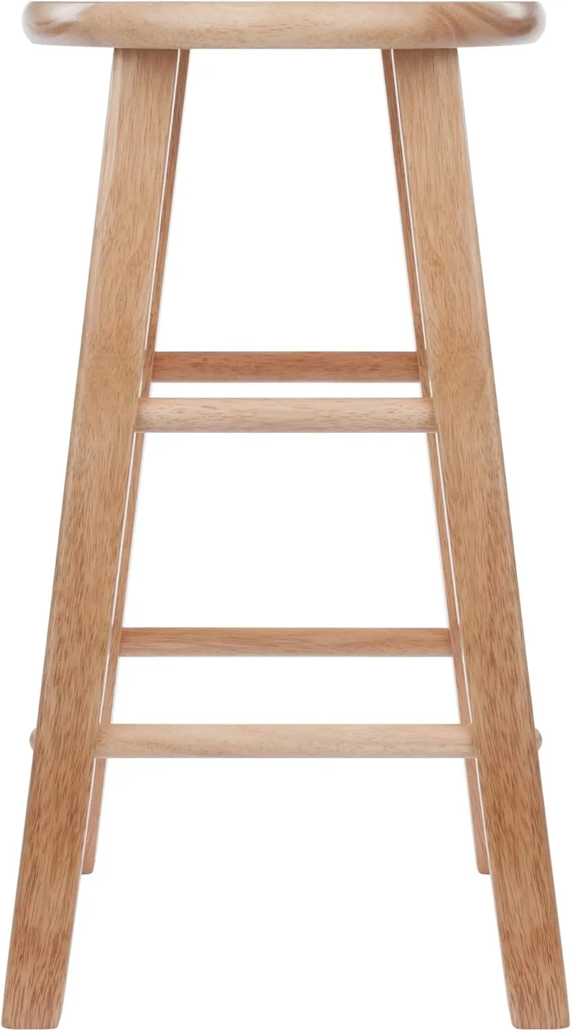 Winsome Element 2-Piece 24In Counter Stool Set, Natural Finish, Solid Wood, Modern Design