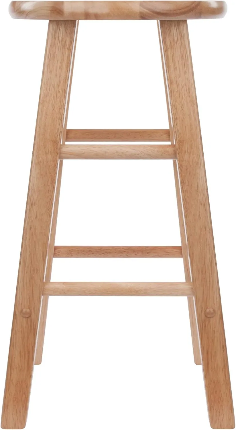 Winsome Element 2-Piece 24In Counter Stool Set, Natural Finish, Solid Wood, Modern Design