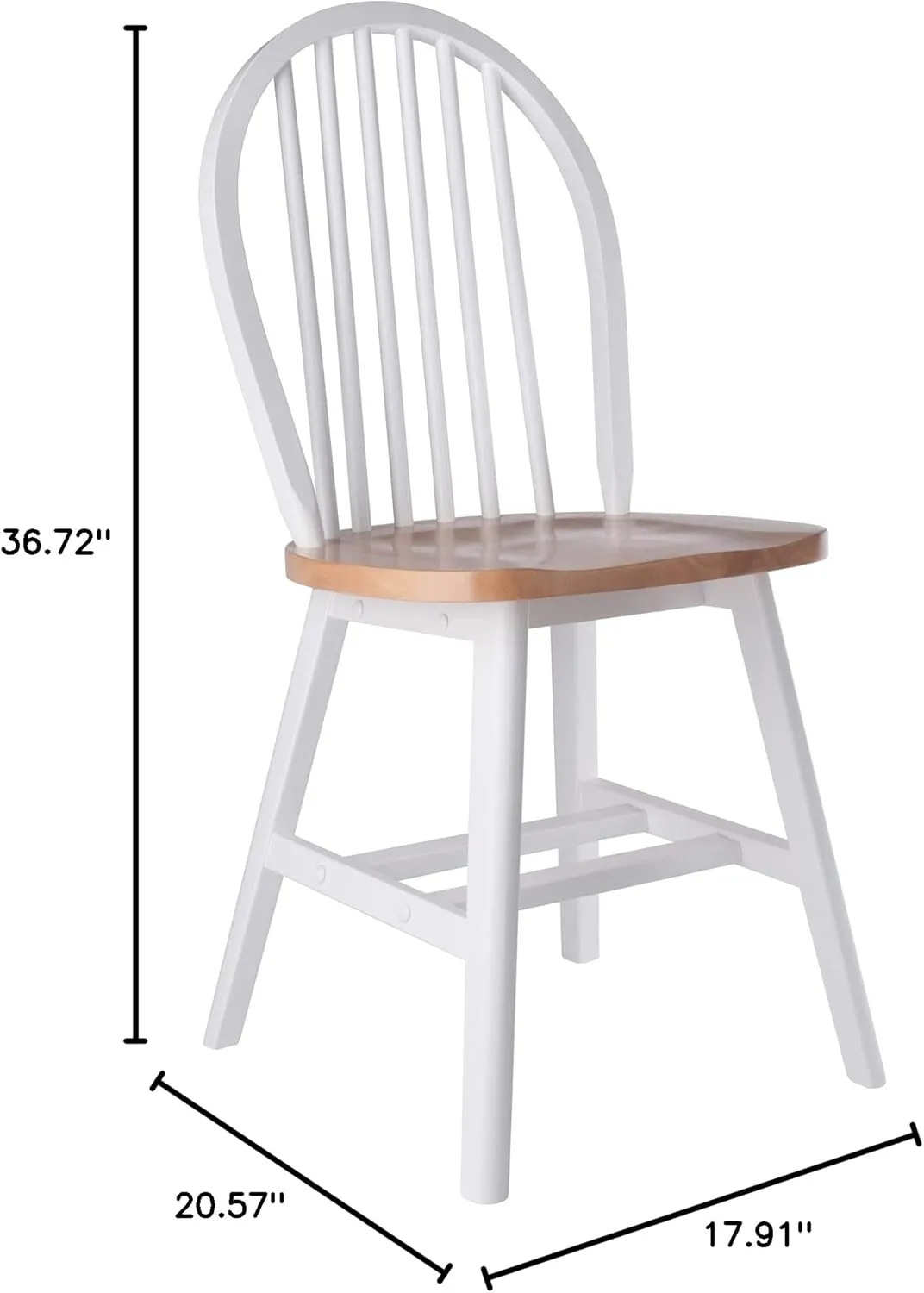 Winsome Windsor 2-Piece Chair Set, Solid Wood, Natural/White Finish