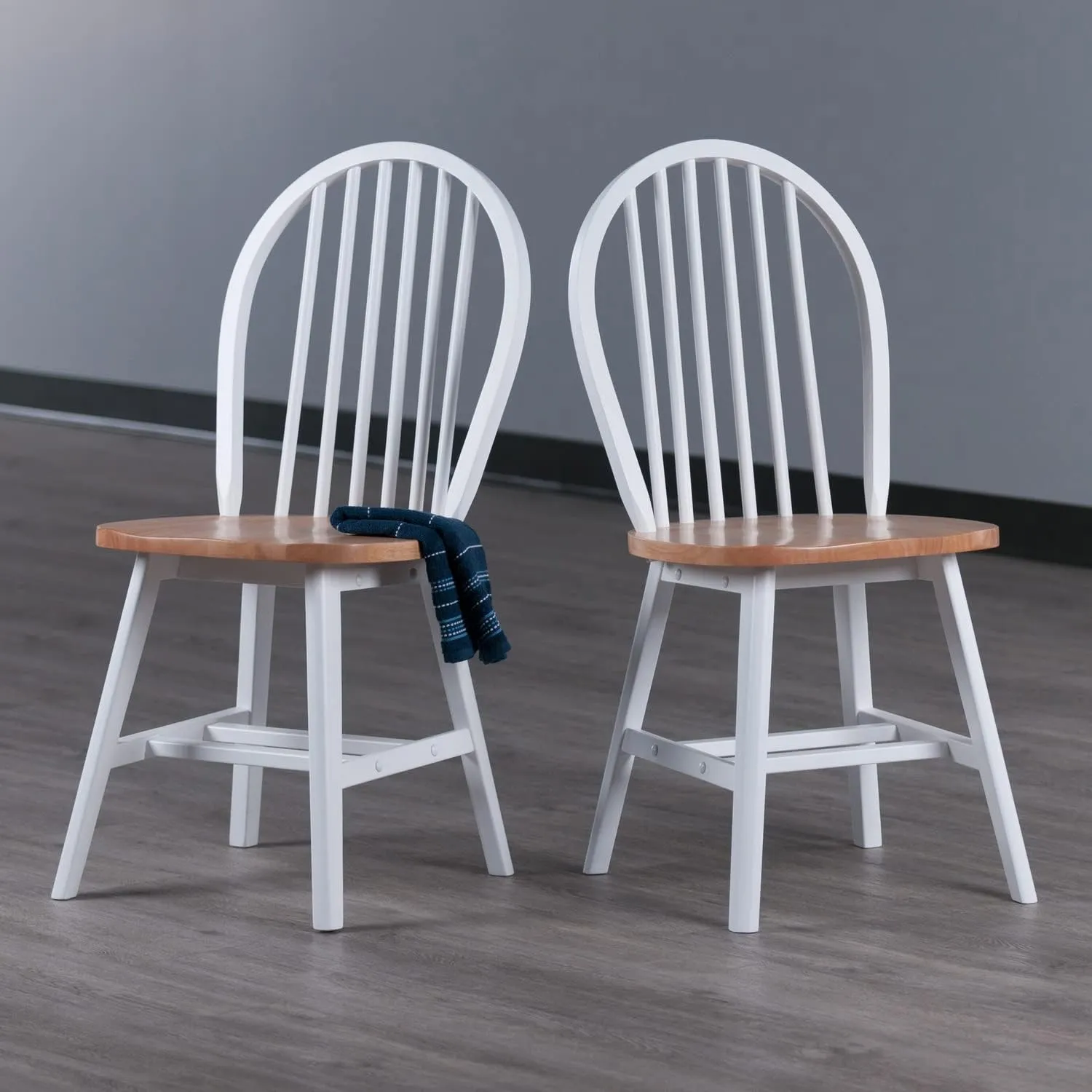 Winsome Windsor 2-Piece Chair Set, Solid Wood, Natural/White Finish