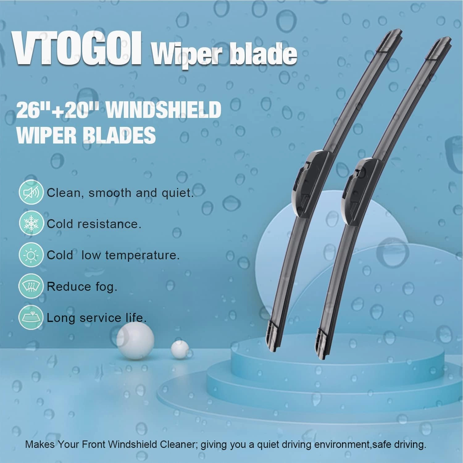 Wiper Blades With Rear Wiper Blades Set For 2008-2016 Chrysler Town & Country Automotive Replacement Windshield Wiper Blades, That Meet OEM Quality Easy DIY Install 26" 20" 16" (Set of 3)