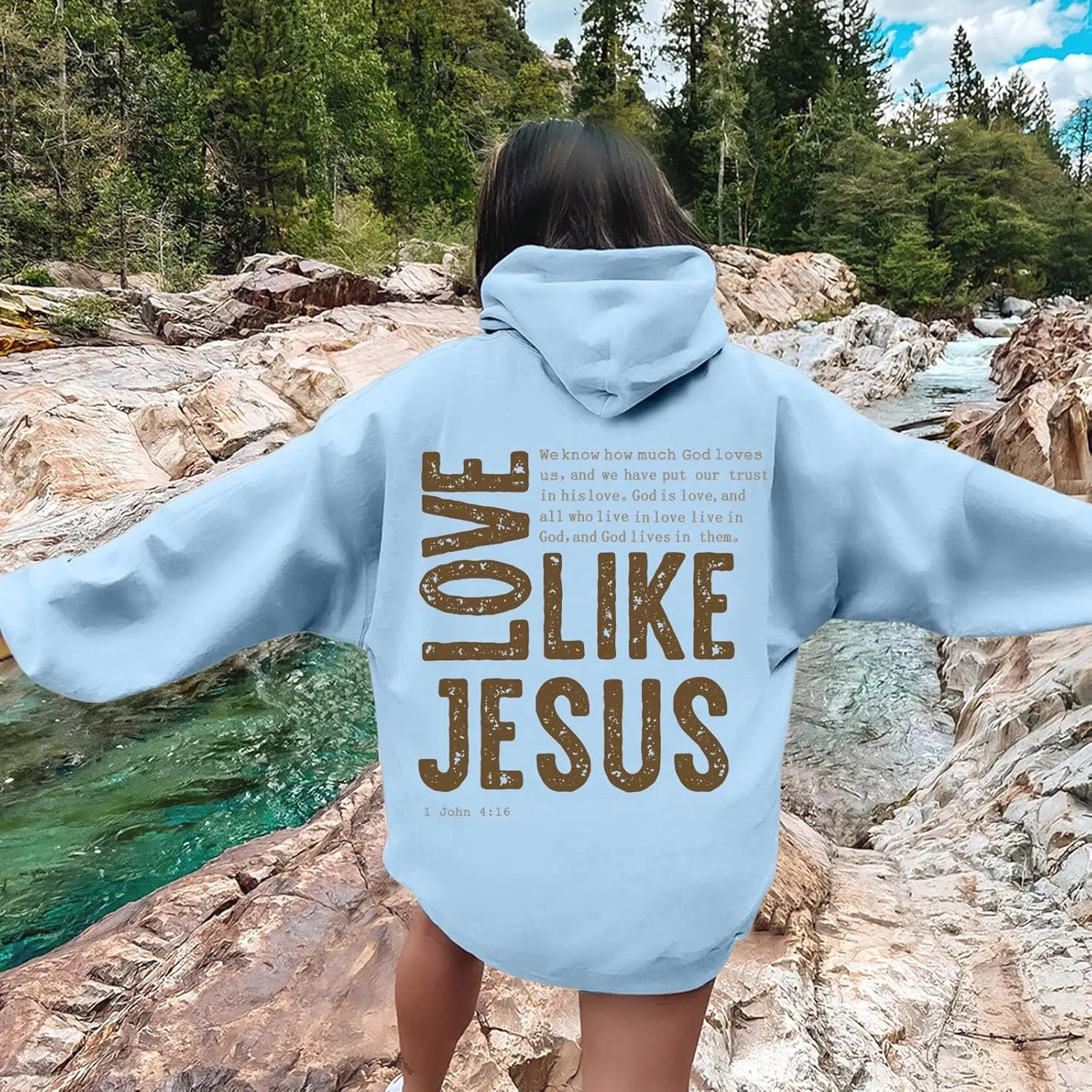 Women Christian Graphic Hoodies Love Like Jesus God Faith Shirts Bible Faith Quote Gifts Shirt Christian Sweatshirt