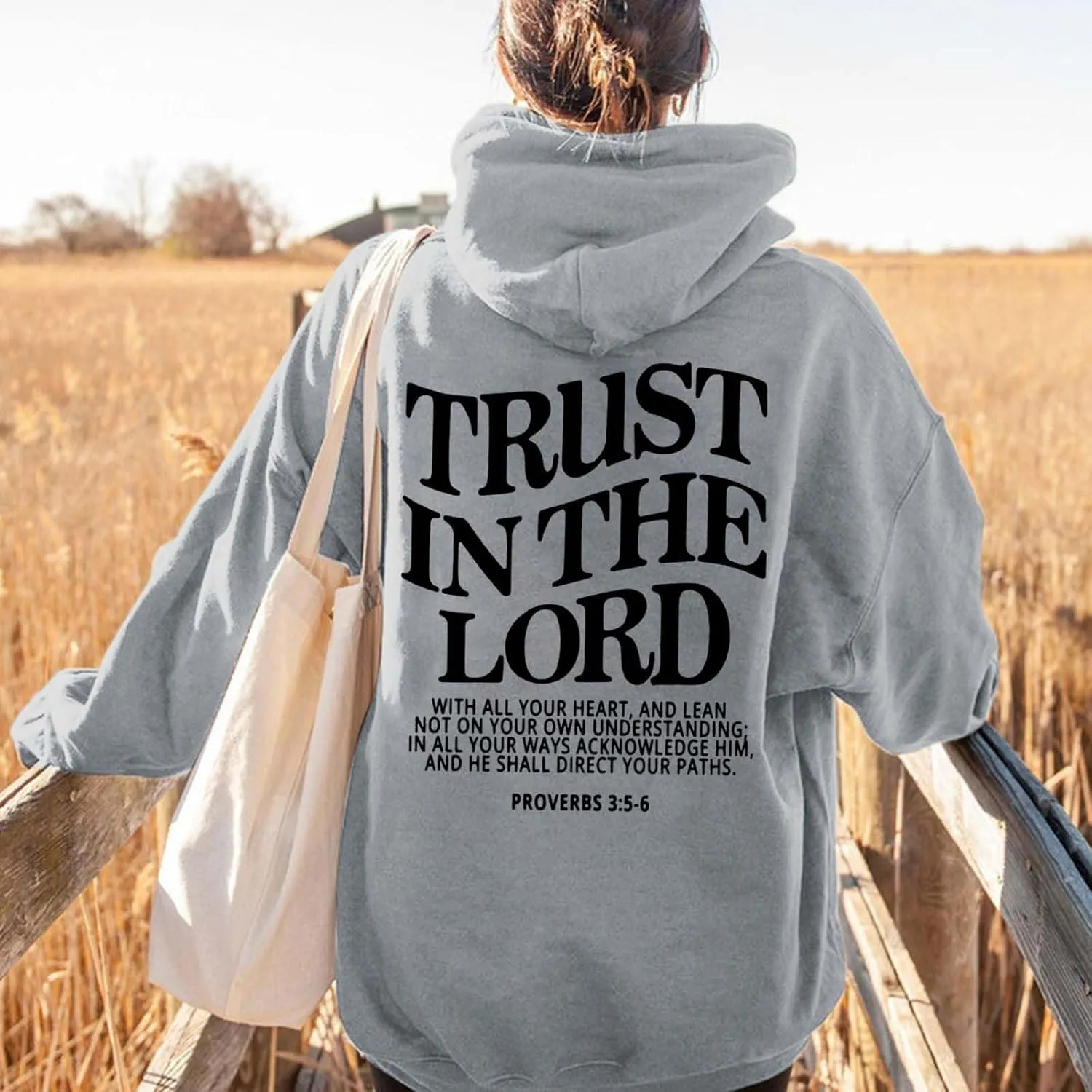 Women Letter Graphic Christian Faith Hoodies Trust In The Lord Faith Over Fear Hoodie Bible Verse Shirt Pull Over