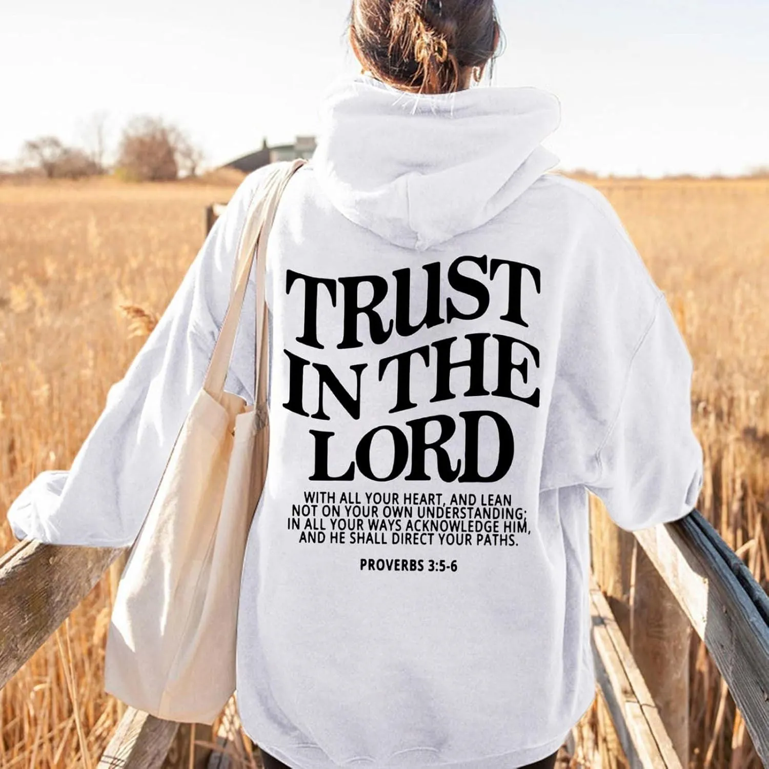 Women Letter Graphic Christian Faith Hoodies Trust In The Lord Faith Over Fear Hoodie Bible Verse Shirt Pull Over