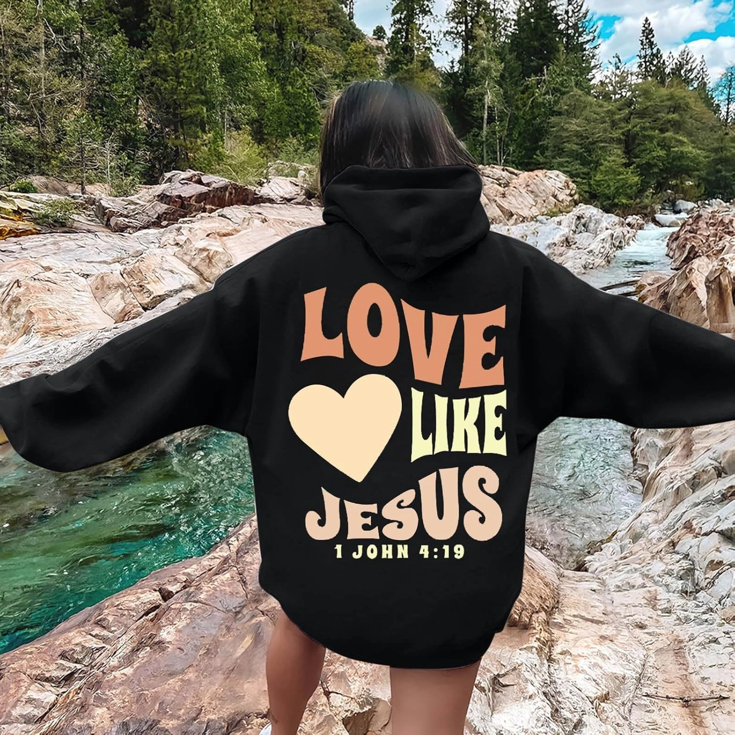 Women Christian Graphic Hoodies Love Like Jesus God Faith Shirts Bible Faith Quote Gifts Shirt Christian Sweatshirt