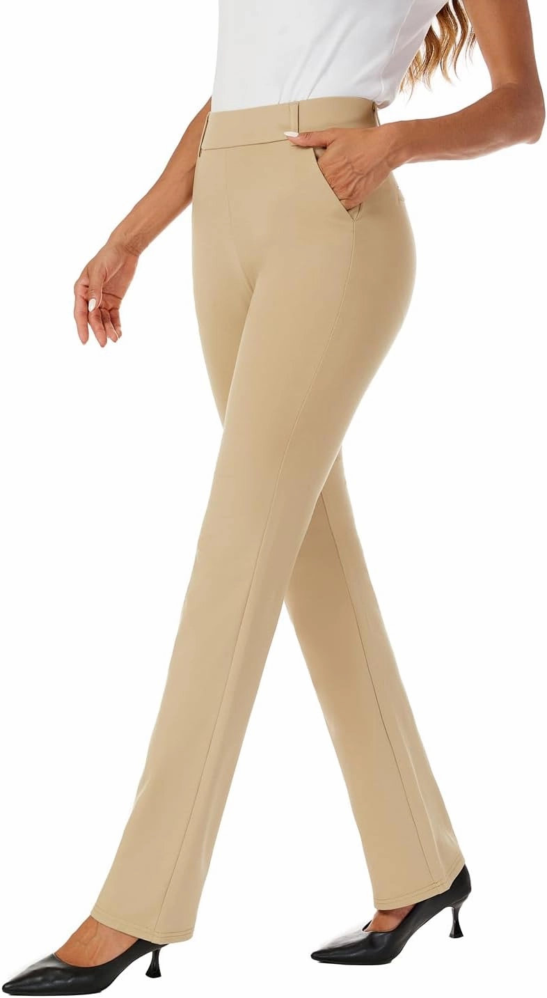 Women's Pull On Barely Bootcut Stretch Dress Pants