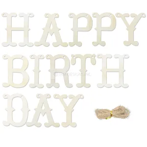 Wood Happy Birthday Banner Set (14 PCS)