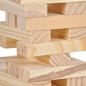 Wooden Blocks Stacking Tumbling Tower Game, Pull, and Tumble Blocks, Sensory Learning, Game Night, 6" Inches (8-Pack)