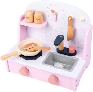 Wooden Kitchen Playset Pretend Play Toy for Toddles Ages 3 up Stove & Sink Cooking Set Mini Kitchen Accessories for Kids Boys and Girls Gift