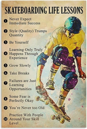 Wooden Puzzle for Adults Skateboarding Life Lessons Skateboarding Vintage Jigsaw Puzzle 500 Piece Challenging for Fun Family Educational Game Gift 20.5 x 15 in