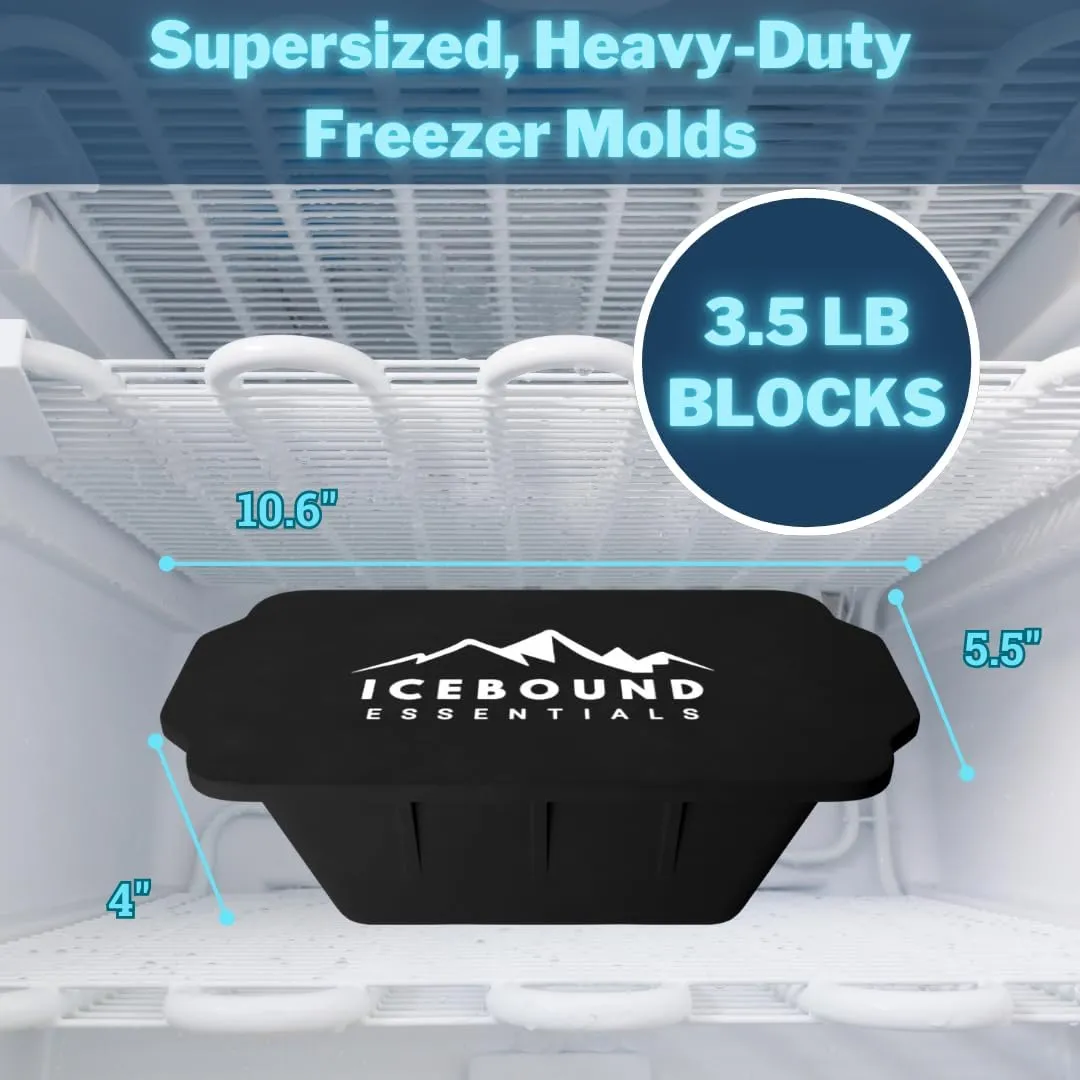 XL Ice Block Molds for Cold Plunge - 2-pack makes 12LB Ice - Silicone Tray - Dishwasher Safe