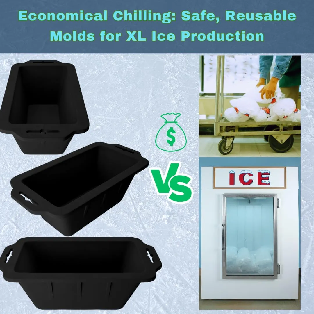 XL Ice Block Molds for Cold Plunge - 2-pack makes 12LB Ice - Silicone Tray - Dishwasher Safe