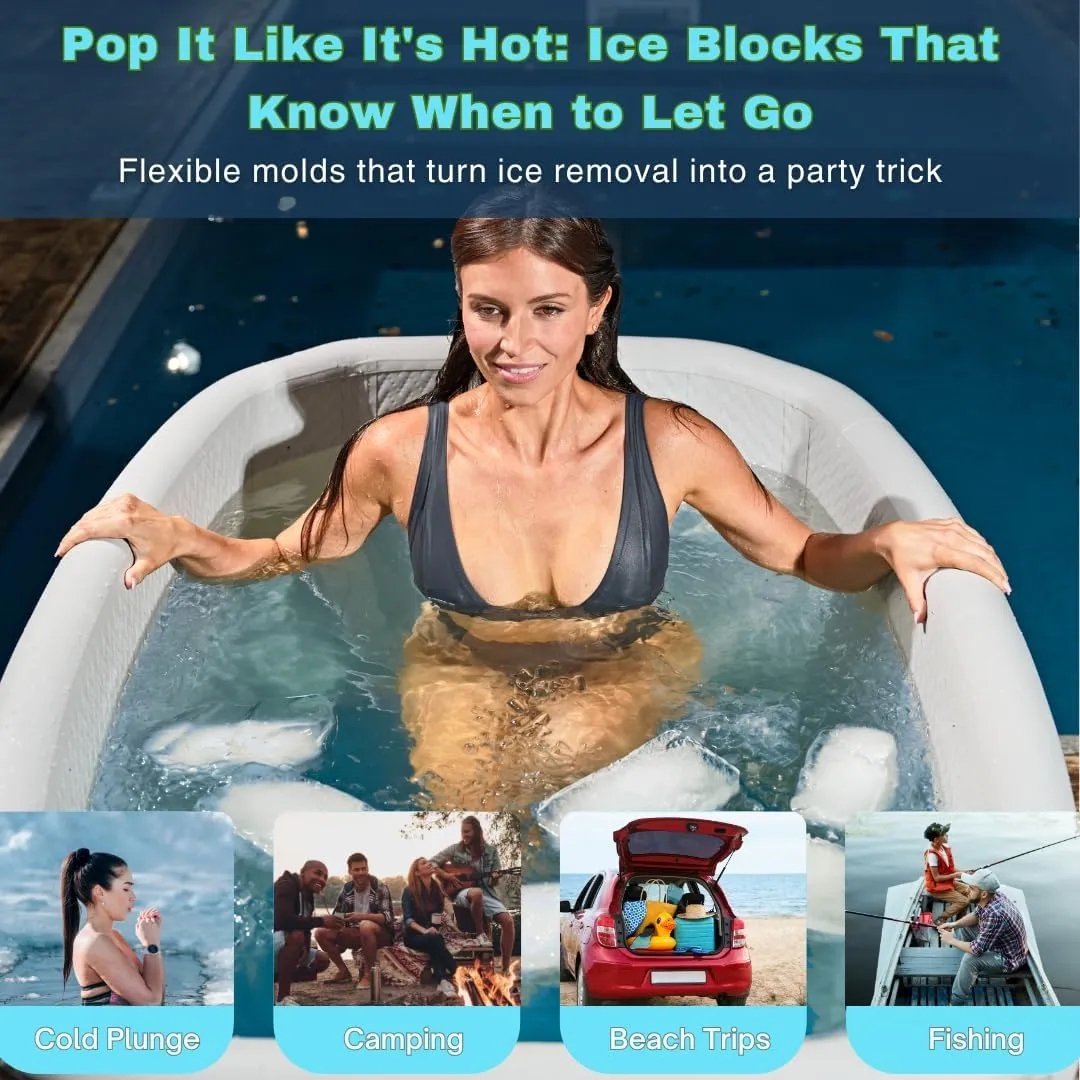 XL Ice Block Molds for Cold Plunge - 2-pack makes 12LB Ice - Silicone Tray - Dishwasher Safe