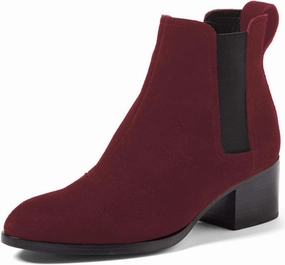 XYD Women Classic Chelsea Ankle Booties Pull On Almond Toe Low Chunky Heel Boots Suede Elastic Western Shoes