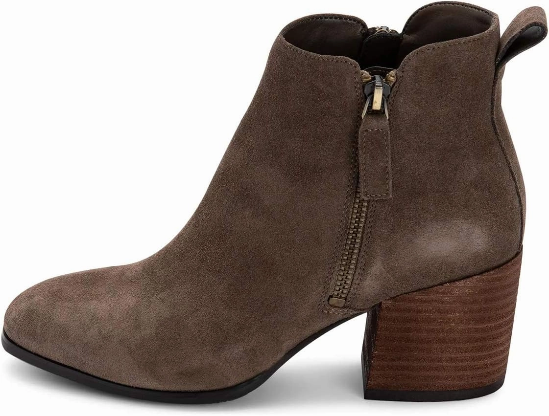 XYD Women Classic Double Zipper Ankle Booties Round Square Toe Medium Chunky Heels Travel Casual Pull On Office Boots