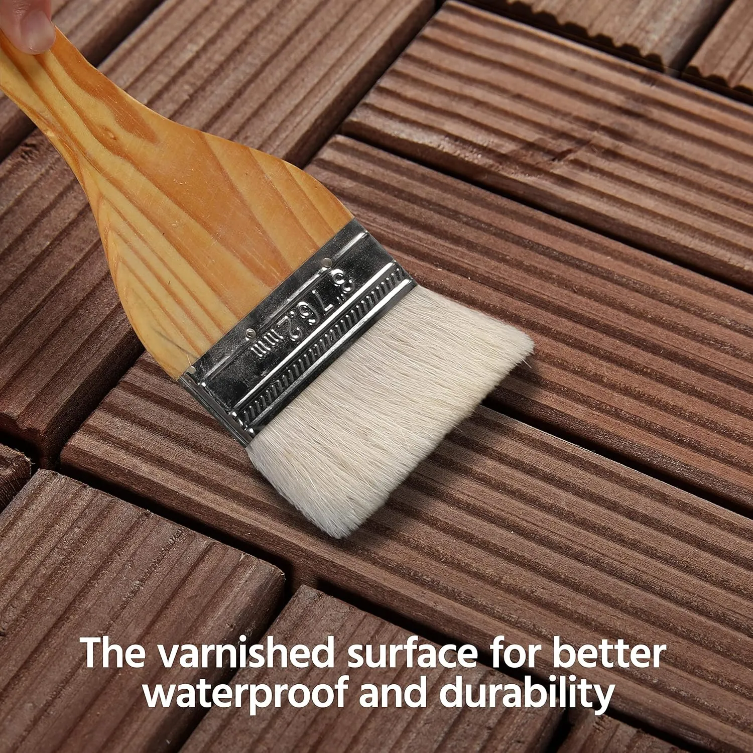 Yaheetech 27PCS Wooden Decking Tiles 12 x 12in Hardwood Interlocking Patio Deck Tiles Composite Balcony Floor Covering for Platform Patio Garden Pathway 1 sq. ft, Brown