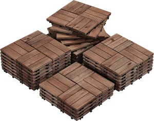 Yaheetech 27PCS Wooden Decking Tiles 12 x 12in Hardwood Interlocking Patio Deck Tiles Composite Balcony Floor Covering for Platform Patio Garden Pathway 1 sq. ft, Brown