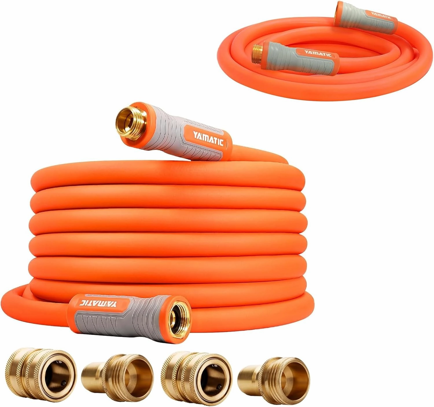 YAMATIC Garden Hose 5/8 in x 40 ft, Ergonomic Swivel Fittings, Burst 600 PSI, Heavy Duty, Flexible and Lightweight Water Hose with 2 Set Quick Connect