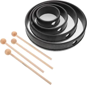YARNOW 4-pack Boys and Girls Hand Drums Set Versatile Sizes 4''-10'' Natural Wood Musical Instruments for Early Education
