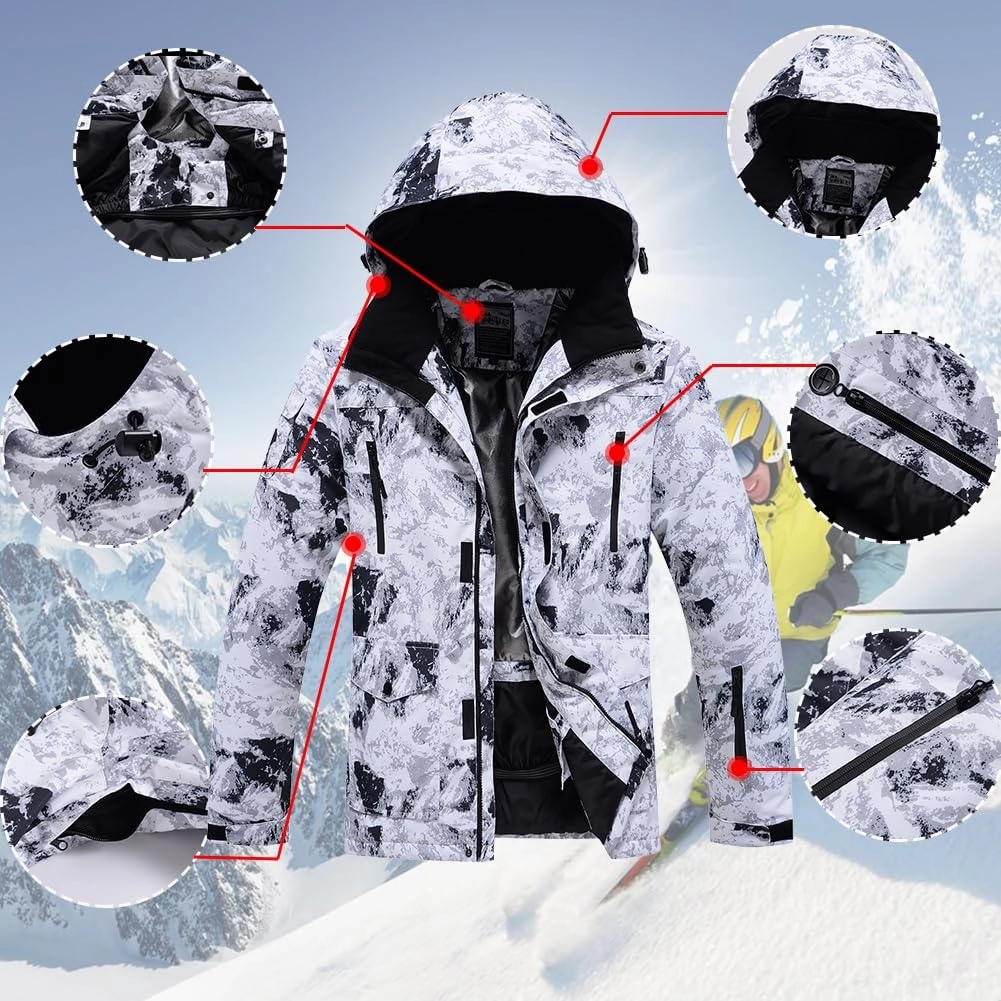 YEEFINE Men's Ski Suits Waterproof Winter Snowsuit Snow Snowboard Jackets Coats Pants Set