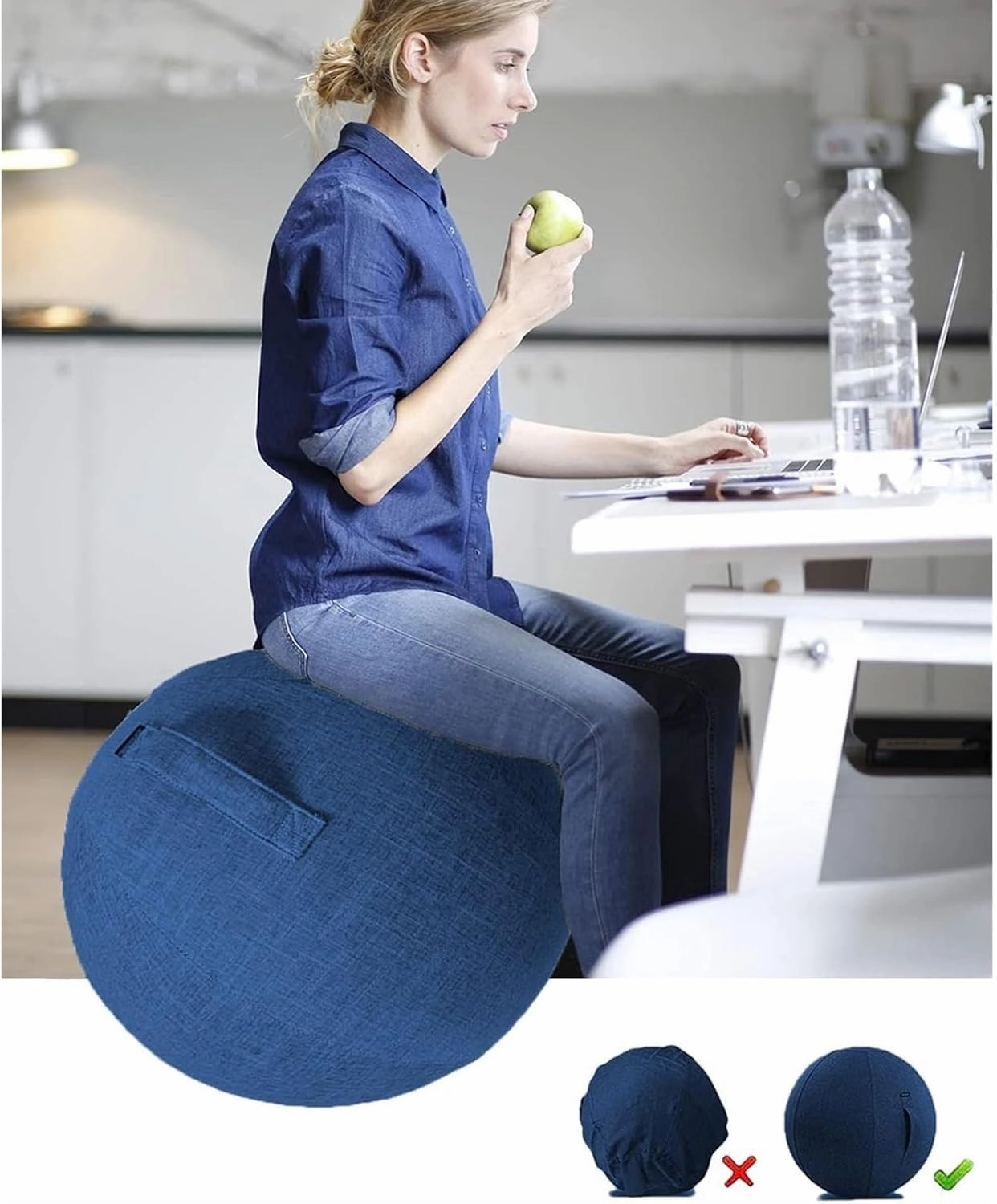Yoga Ball Chair Cover - Pregnancy Birthing Ball Cover 55/65/75cm Stability Ball Chair for Ergonomic Seating Home, Office, Pilates, Yoga, Fitness
