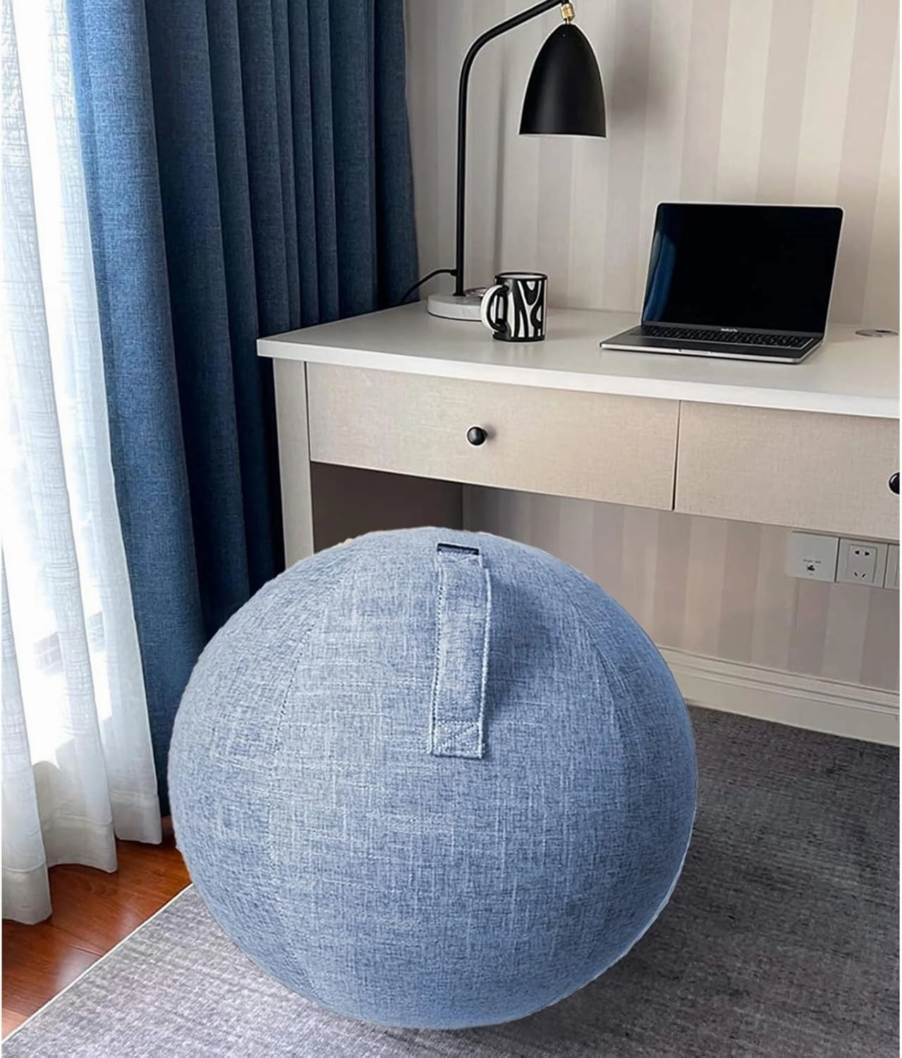 Yoga Ball Chair Cover - Pregnancy Birthing Ball Cover 55/65/75cm Stability Ball Chair for Ergonomic Seating Home, Office, Pilates, Yoga, Fitness