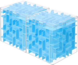 YOKIVE 2 Pcs Labyrinth Puzzle Box, Puzzle Cube Funny Labyrinth Game Puzzle Box Mind Teasers Leisure Toys, Great for Teens and Adults Birthday Gifts Party Favors (Blue, 3.74-Inch)