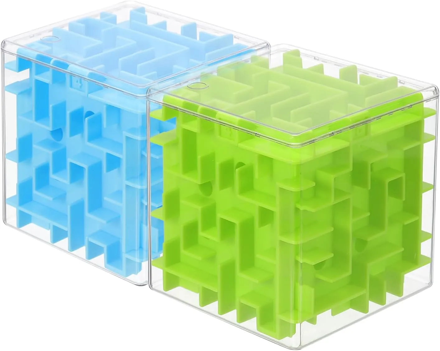 YOKIVE 2 Pcs Labyrinth Puzzle Box, Puzzle Cube Funny Labyrinth Game Puzzle Box Mind Teasers Leisure Toys, Great for Teens and Adults Birthday Gifts Party Favors (Blue/Green, 3.74-Inch)