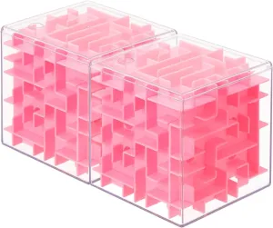 YOKIVE 2 Pcs Labyrinth Puzzle Box, Puzzle Cube Funny Labyrinth Game Puzzle Box Mind Teasers Leisure Toys, Great for Teens and Adults Birthday Gifts Party Favors (Pink, 3.15-Inch)
