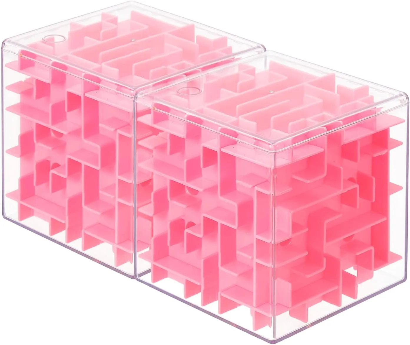 YOKIVE 2 Pcs Labyrinth Puzzle Box, Puzzle Cube Funny Labyrinth Game Puzzle Box Mind Teasers Leisure Toys, Great for Teens and Adults Birthday Gifts Party Favors (Pink, 3.15-Inch)