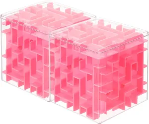YOKIVE 2 Pcs Labyrinth Puzzle Box, Puzzle Cube Funny Labyrinth Game Puzzle Box Mind Teasers Leisure Toys, Great for Teens and Adults Birthday Gifts Party Favors (Pink, 3.74-Inch)