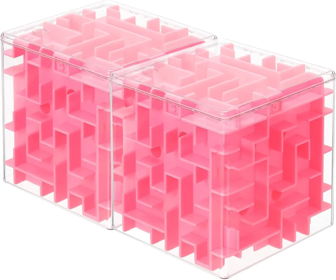 YOKIVE 2 Pcs Labyrinth Puzzle Box, Puzzle Cube Funny Labyrinth Game Puzzle Box Mind Teasers Leisure Toys, Great for Teens and Adults Birthday Gifts Party Favors (Pink, 3.74-Inch)