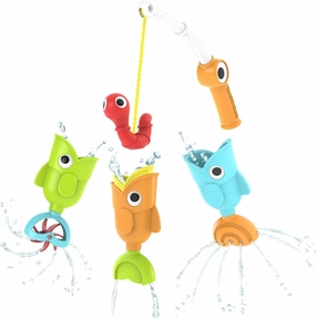 Yookidoo Toddler Baby Bath Magnetic Fishing Game Toy with Water Effects (Ages 2 ) Includes 3 Moving Fish, Worm & Fishing Pole (4pc) Floating Fish Playset for Bath Time or Pool (Mold Free)